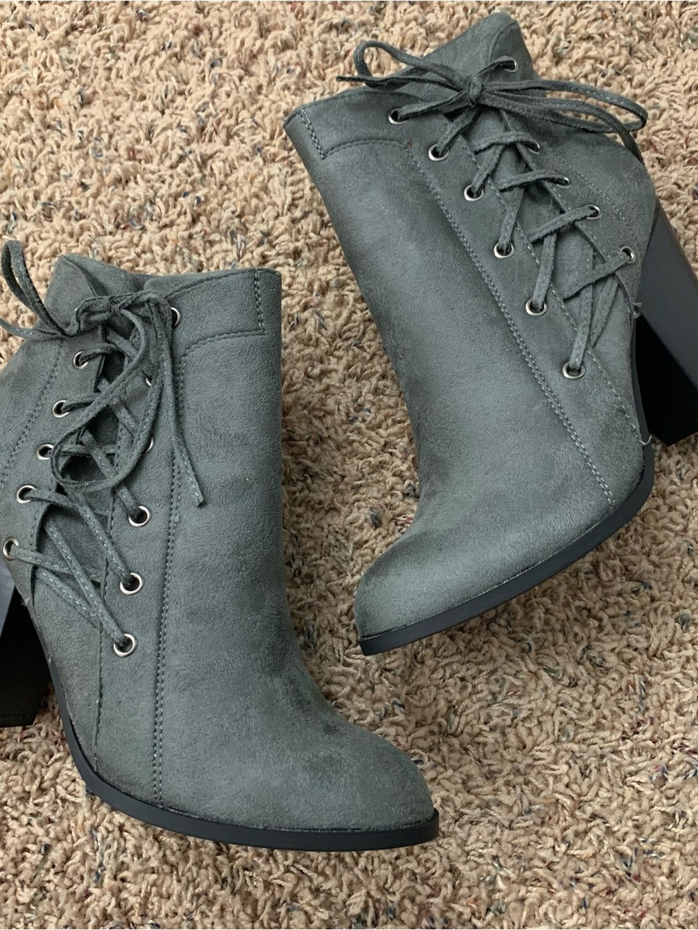 NEW Bonnibel Grey Greg Lace Up Ankle Booties